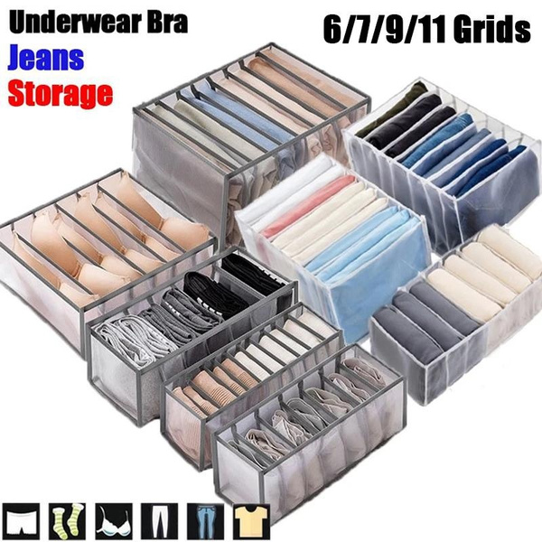 Closet Organizer Storage Box Foldable Underwear Organizers Storage Dividers  Drawer Organizer Socks 6/7/9/11 Grids Box for Clothes