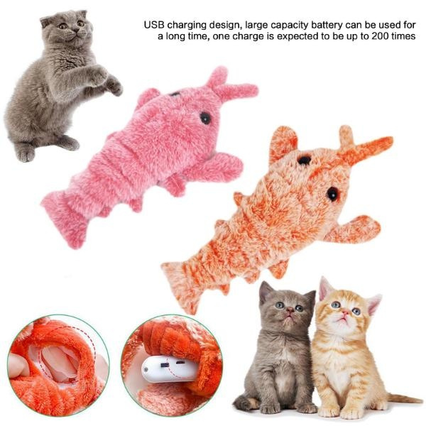 Electric Jumping Cat Toy Shrimp Moving Simulation Lobster Electronic Plush  Toys for Pet Dog Cat Children Stuffed Animal Toy