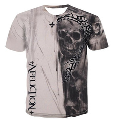 skullprinttshirt, Mens T Shirt, tattooprint, punk style