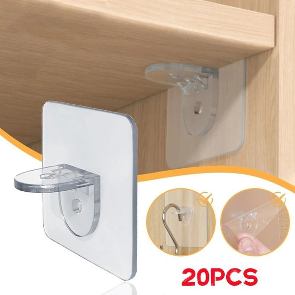 20PCS Punchfree Shelf Board Holder Shelf Support Clips Self Adhesive