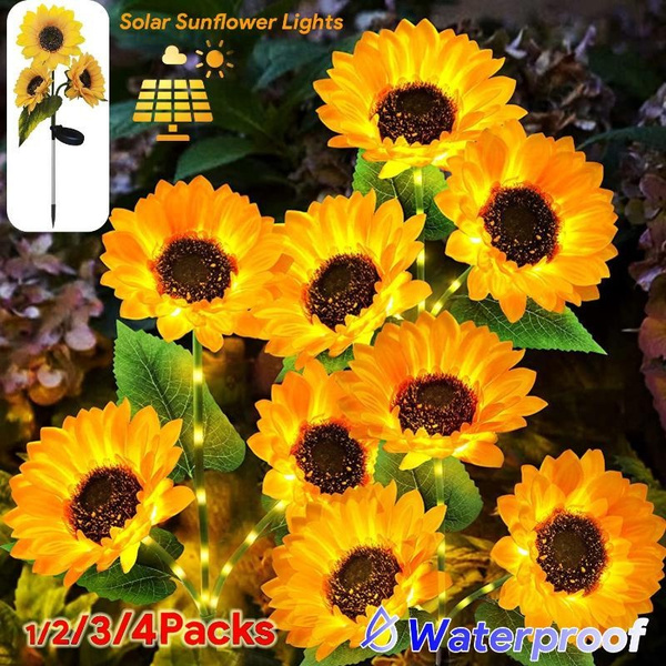 (1/2/3/4Packs)Upgraded Sunflower Solar Lights Solar Garden Lights with ...