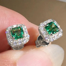 Sterling, Gemstone Earrings, Stud Earring, emeraldearring