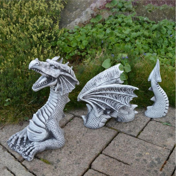 Dragon Sculptures Resin Giant Lawn Sculpture Gothic Fantasy Dragon ...