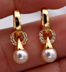 18kgpjewelry, Gemstone Earrings, Pearl Earrings, pearls