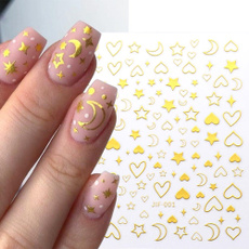 nail decoration, nail decals, Star, gold