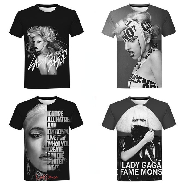 New 2023 American Singer Lady Gaga Black Style Fashion 3d Printed T Shirt Menwomen Casual 5262