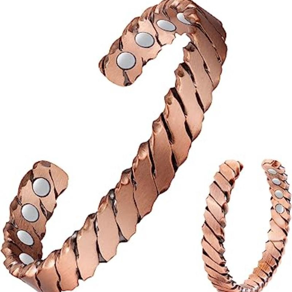 Braccialetto Uomo Bracciale In Rame Puro Magnetico - Regolabile Per Uomo E Donna, Con Custodia In Velluto Bracciale Rame Magnetico