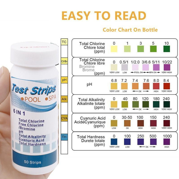 6In1 Swimming Pool PH Test Paper Residual Chlorine PH Value