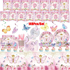 pink, birthdayplatescup, butterfly, Shower