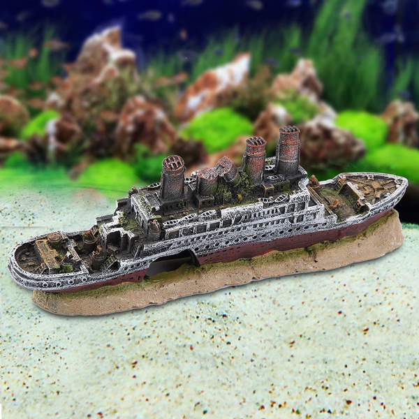 Titanic Lost Wrecked Boat Ship Aquarium Decoration Ornament Wreck