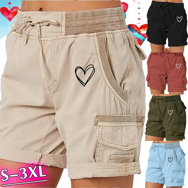 Cargo Shorts for Women High Waisted Knee Length Wide Leg Shorts