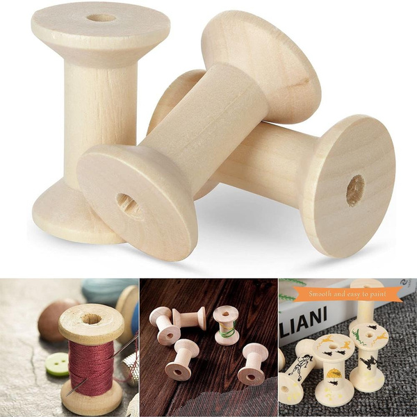 20pcs/set Wooden Spools for Crafts, Unfinished Empty Thread Spool, Wooden  Ribbon Spools for Arts DIY Wood Projects, Bobbins for Wire Weaving
