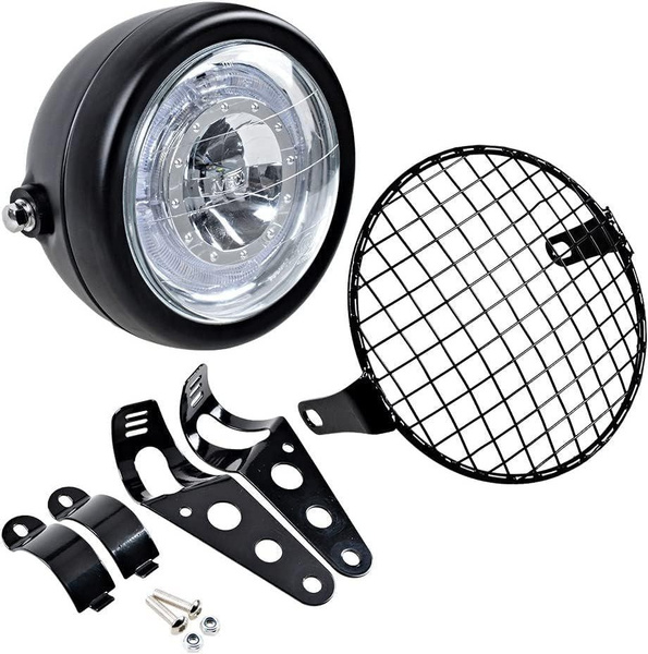 Universal Chrome Motorrad Hallo Abblendlicht Scheinwerfer Mesh Grill