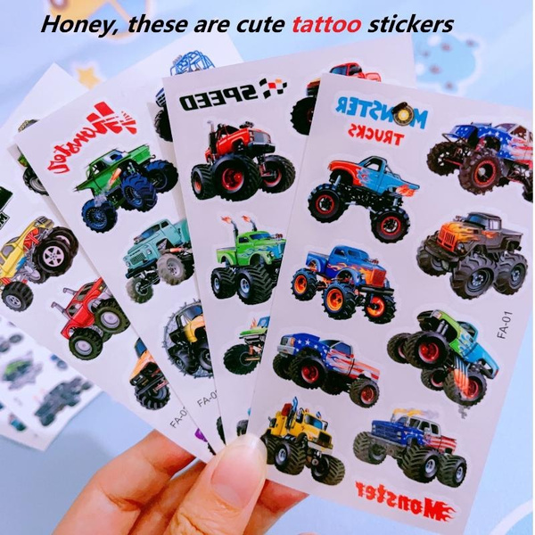 10 Sheets Monster Truck Temporary Tattoos for Kids, Monster Truck ...