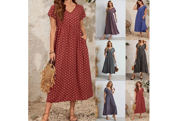 wish ladies dresses Lace Dress Wish Ladies Summer Dresses Graceful Green Bohemian Print Long  Flowy Maxi Dress With Full