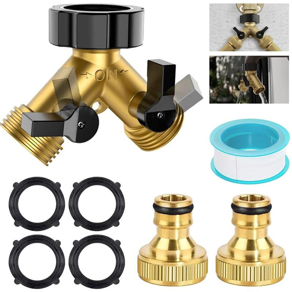 1 Set Garden Hose Splitter 2 Way Y Connector Brass Garden Hose Adapter ...