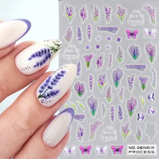 butterfly, Nails, nail stickers, Flowers