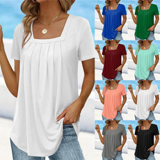 Summer, Fashion, Pleated, Plus size top