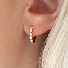 huggieearring, Hoop Earring, Jewelry, gold