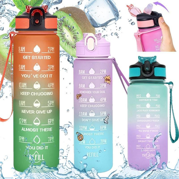 Motivational Water Bottle with Time Marker Ensure You Drink Enough