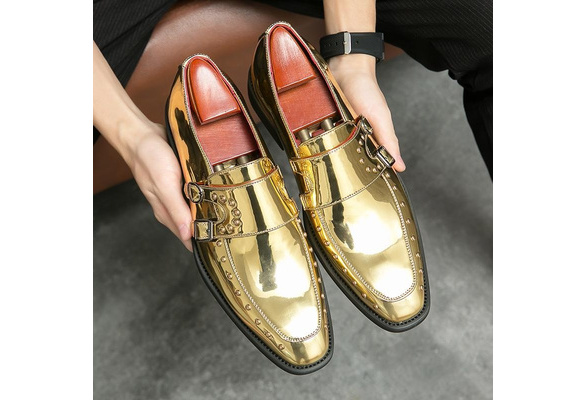 slim fit dress slacks The Imperial Black & Gold Leather Men Dress Shoe [EU-46 & US-13] main image 1