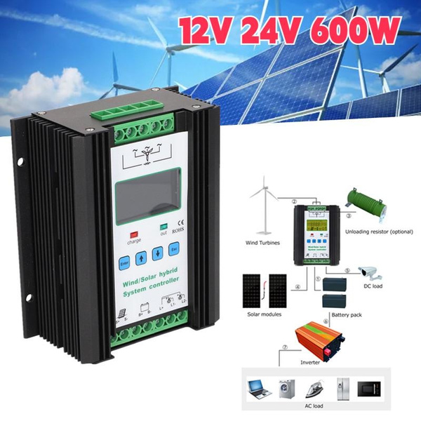 12V 24V 600W Wind Solar Controller Digital Intelligent Control Wind ...