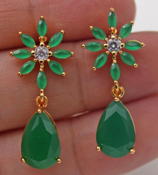 danglestudearring, Gemstone Earrings, jade, emeraldgreen