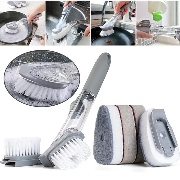 Brush Cleaning Scrubber Kitchen Dish Wash Pot Sponge Automatic Liquid  Dispenser