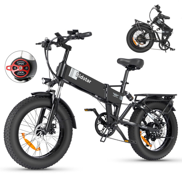 1000W 48V 15Ah Folding Electric Mountain Bike – 20 Fat Tires, Full Suspension, 7-Speed