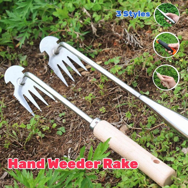 Garden Hand Weeder Rake Sharp Tines Grass Rooting Weeding Tool for ...