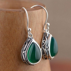 Sterling, Gemstone Earrings, wedding earrings, Emerald
