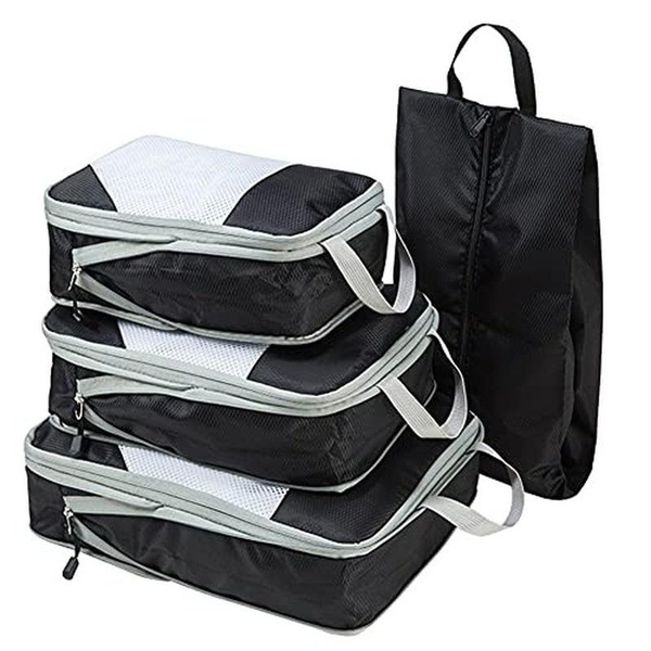 Compression Packing Cubes Set, Travel Organizers with Shoe and