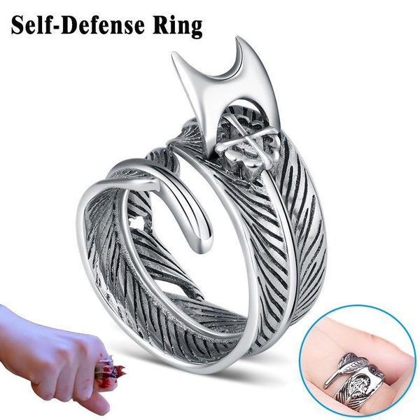 Razor Blade Ring With Knife Self Defense Spike Ring With Hidden
