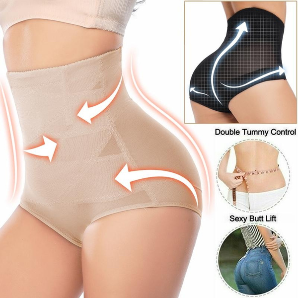 Women Double Tummy Control Butt Lifter Shapewear Panty Waist Trainer Body  Shaper