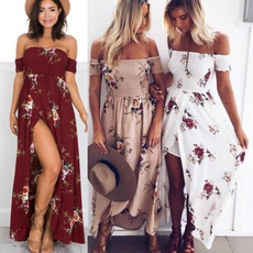 slim dress, slim, Floral print, women dresses