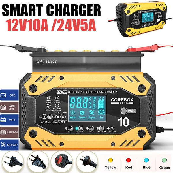 Car Battery Charger Full Automatic 12V / 24V Intelligent Fast Charging