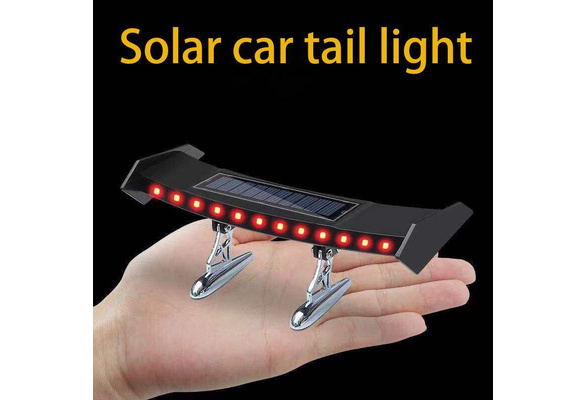 Solar Car Tail Light Rear Spoiler Flashing Warning Waterproof Auto