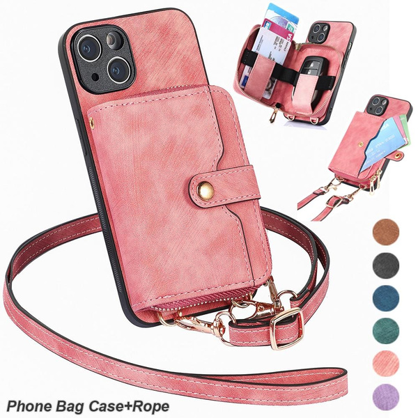 iPhone 12 Series - Crossbody Wallet Case - Small Font - Pale Pink — Valerie  Constance - Personalized Leather Tech Accessories