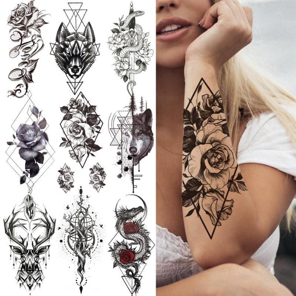 COKTAK 21 Sheets Extra Large Black Temporary Tattoos For Women Adults Greek  Myth With 8 Sheets Full Arm Temporary Tattoo Sleeve For Men Maori Warrior  Compass and 13 Sheets Fake Large 3D Tatoo Stickers
