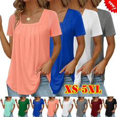 Summer, Plus Size, Pleated, short sleeves