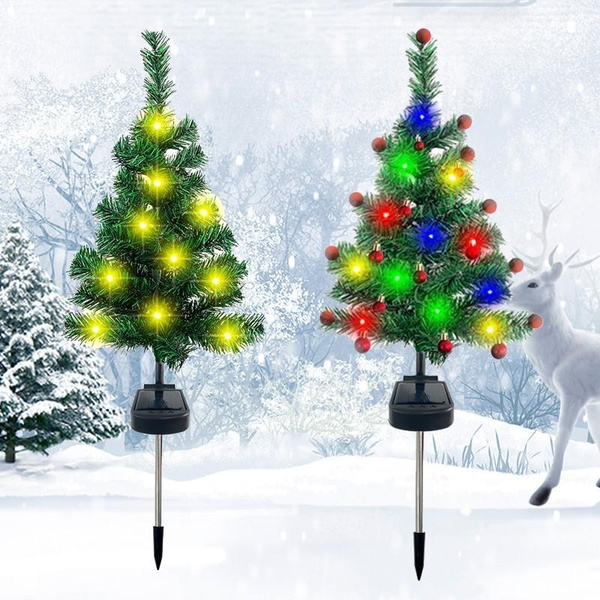 Solar Christmas Tree Garden Stake Lights Waterproof Christmas