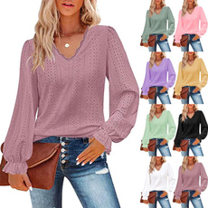 Plus Size, Lace, Long Sleeve, casual shirt