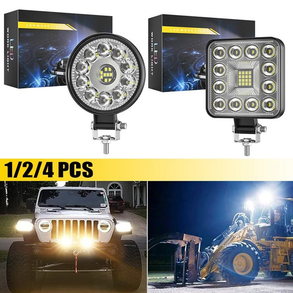 LED Car Light Round/Square Car External Auxiliary Light Work Light Off