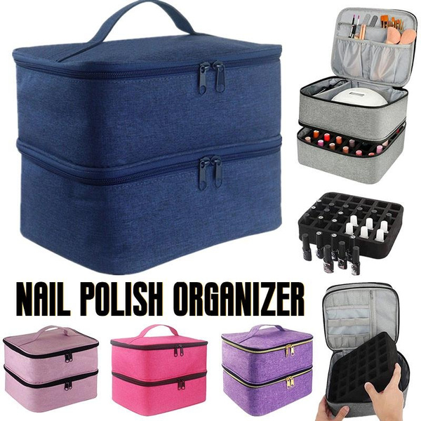 Amazon.com : TDIFFUN Nail Polish Organizer and Nail Dryer Case,  Double-Layer Nail Polish Storage Holds 30 Bottles (15ml/0.5 fl.oz) and 1  Led Nail Lamp, Travel Carrying Case for Nail Polish Kit Set (