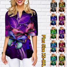 Summer, Plus Size, Shirt, Pleated