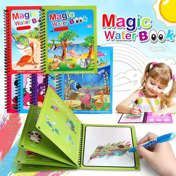 EKKONG 4 pezzi Magic Water Drawing Book, Libro di pittura ad acqua per