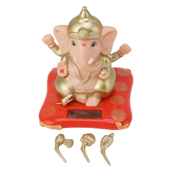 Ganesha Statue, Solar Powered Ganesha Ornament Bobble Head Dancing Toy ...