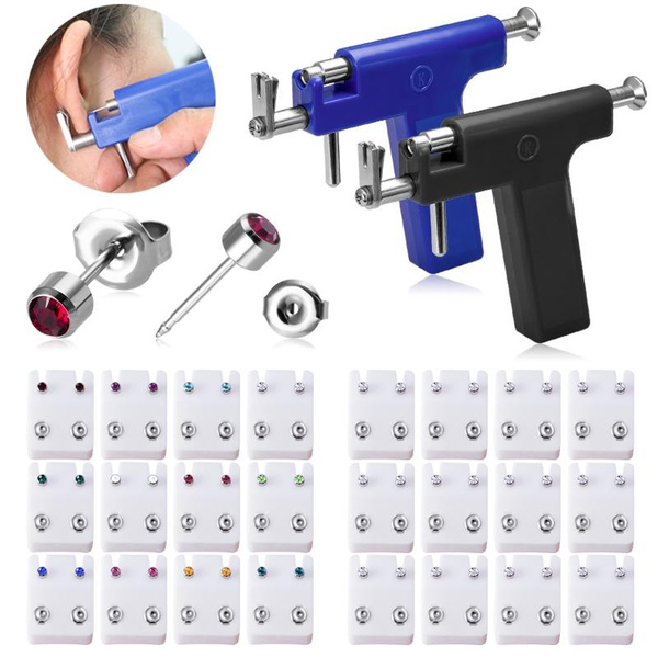 51 Pieces Professional Ear Piercing Kit,Including 1pc Ear Piercing Gun, 1pc Mark Pen, 24pcs
