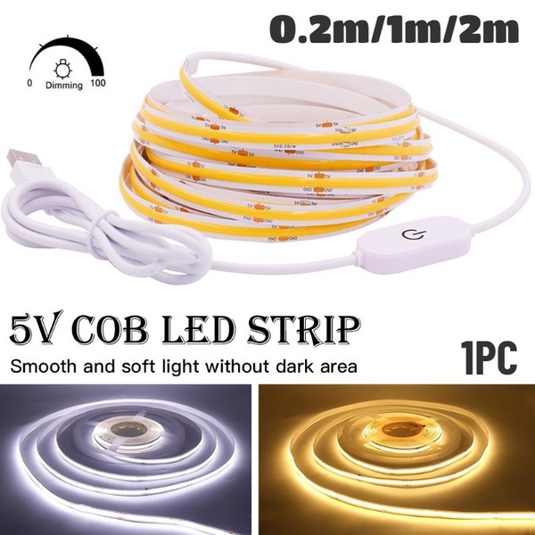 5V USB COB LED Strip Lights Dimmable COB LED Light Strip Daylight White ...