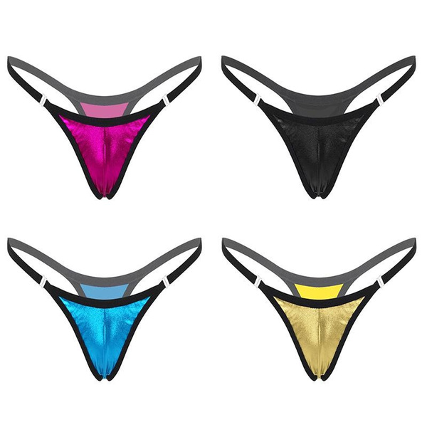 Women Low Rise Bikini Bottoms Shiny Swimming Panties Swimwear Wish